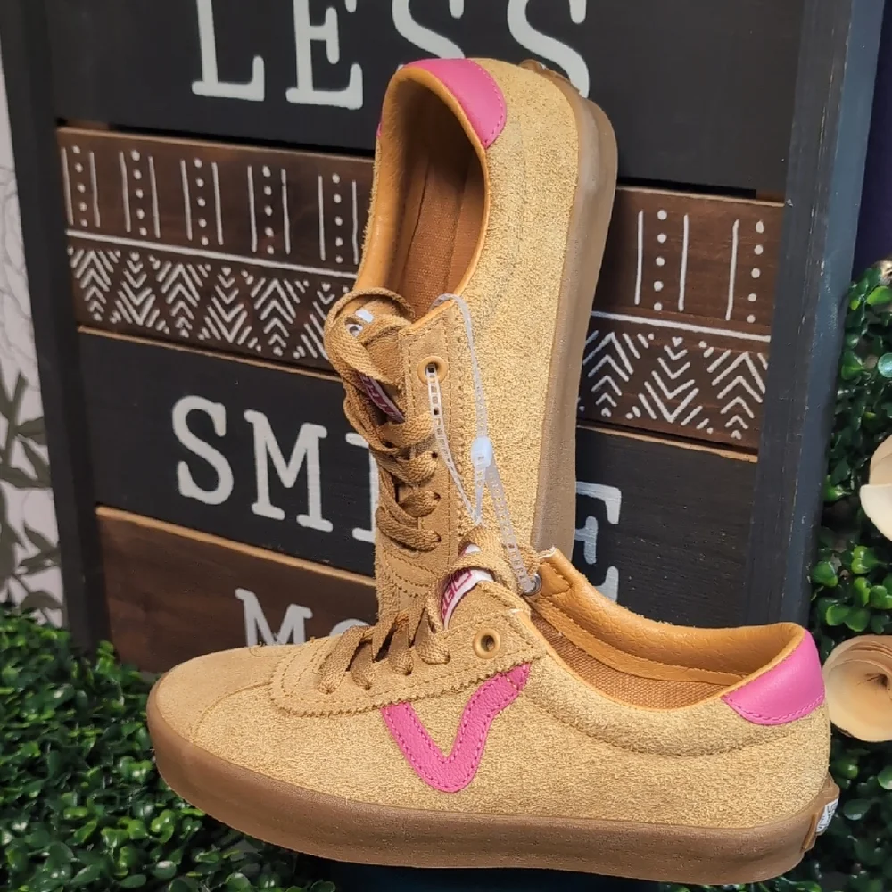 Sassy Suede & Popn Pink Leather Ladies Vans - Picture 2 of 14